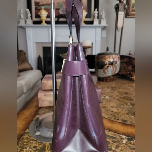 GUCCI Elegant Purple Leather Tote Bag Rehab - Picture 3 of 10